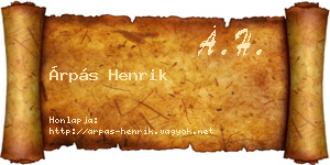 Árpás Henrik névjegykártya